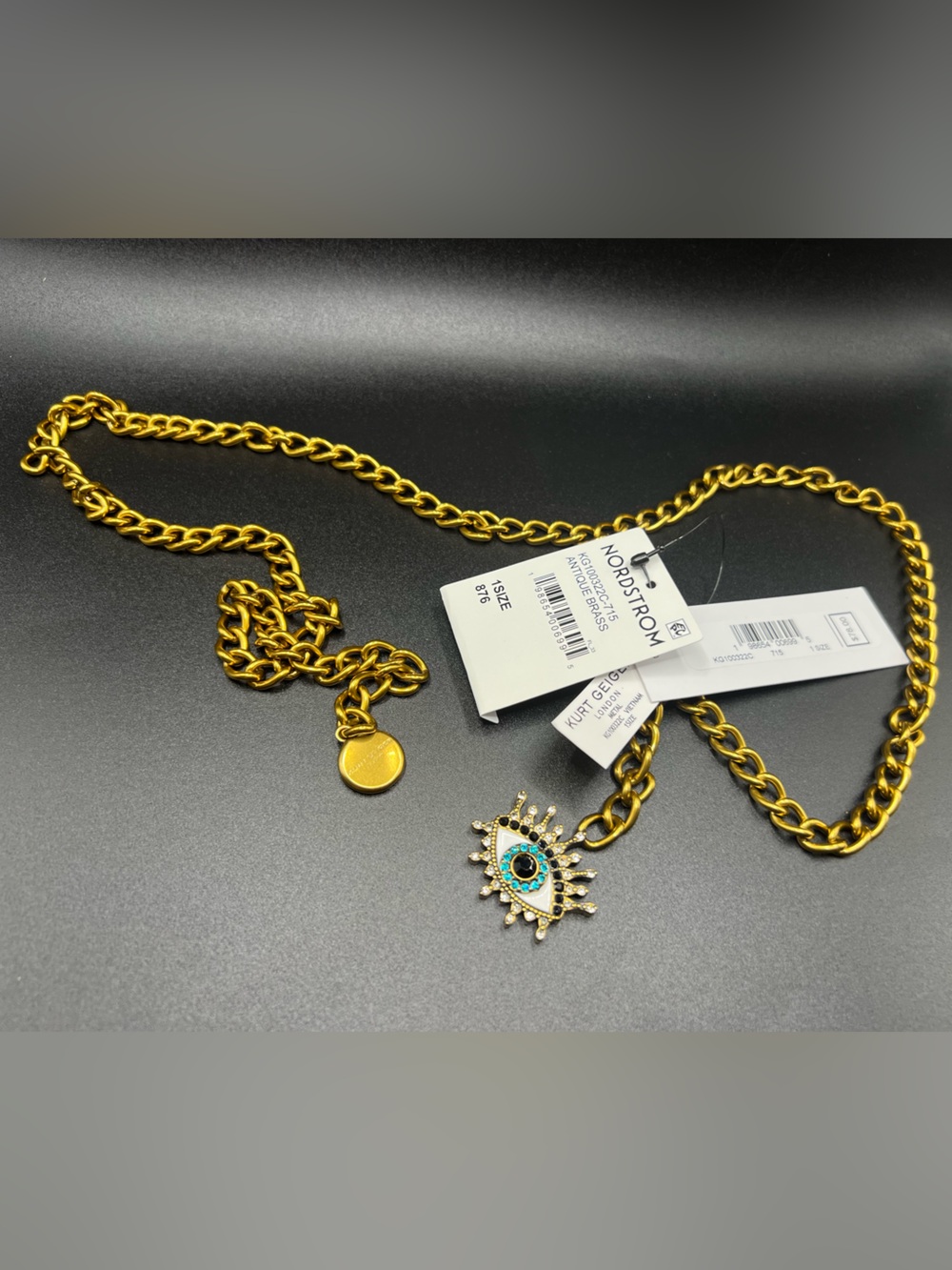 Kurt Geiger London Evil Eye Crystal Belly Chain Gold Tone NWT 39β adjustable